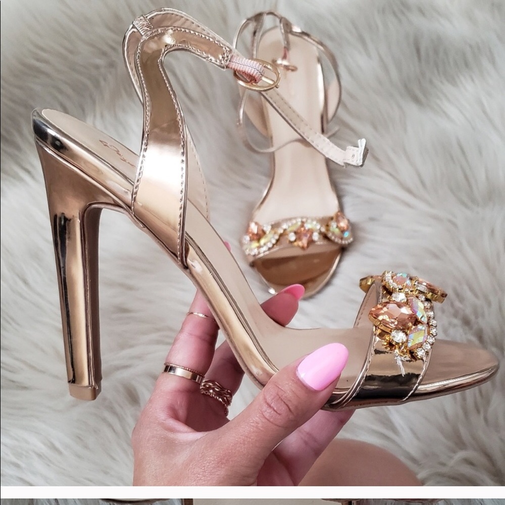 Embellished Rose Gold Heels